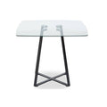 Clear Glass Top & Matte Black Square Steel Dining Table, Metropolitan