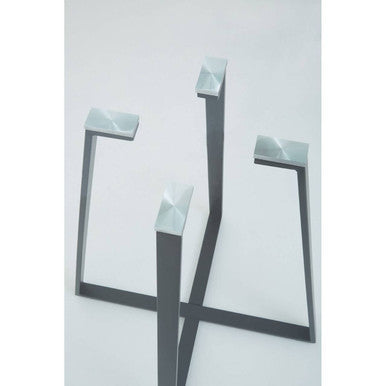Clear Glass Top & Matte Black Square Steel Dining Table, Metropolitan