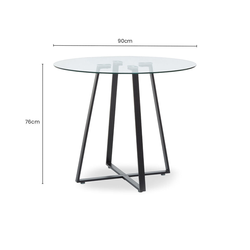 Clear Glass Top Matte Black Lattice Steel Dining Table, Metropolitan