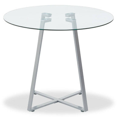 Glass Top & Grey Stainless Steel Dining Table, Metropolitan