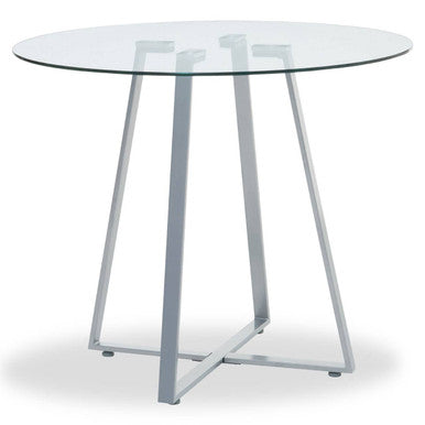 Glass Top & Grey Stainless Steel Dining Table, Metropolitan