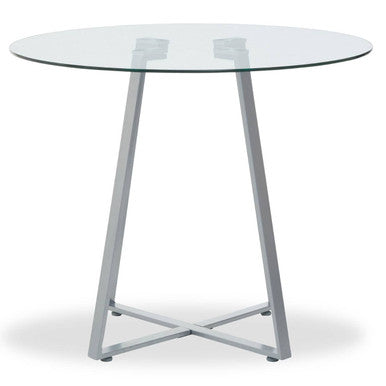 Glass Top & Grey Stainless Steel Dining Table, Metropolitan