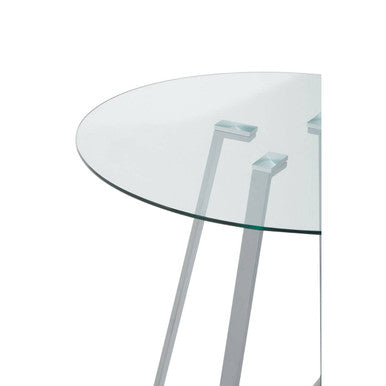 Glass Top & Grey Stainless Steel Dining Table, Metropolitan