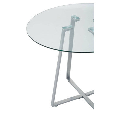 Glass Top & Grey Stainless Steel Dining Table, Metropolitan
