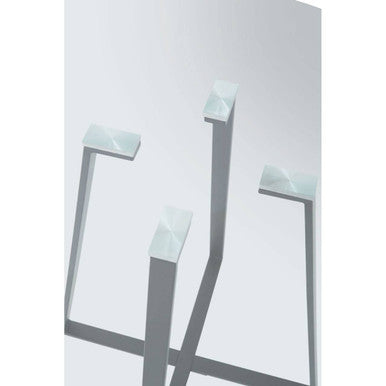 Glass Top & Grey Stainless Steel Dining Table, Metropolitan