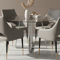 Glass Top & Grey Stainless Steel Dining Table, Metropolitan