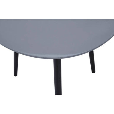 Set Of 2 Grey Wooden Triangular Nesting Tables With Black Natural Wood Legs, Nostra