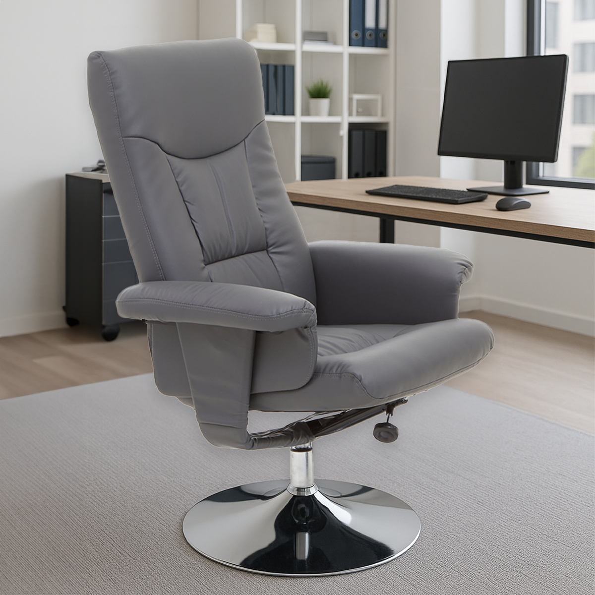 Denton Grey Leather Reclining Chair