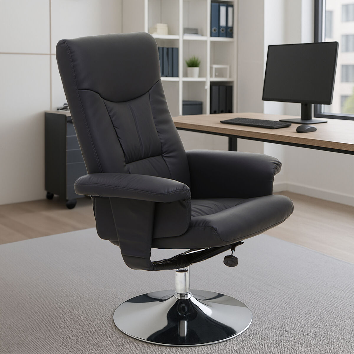 Denton Black Leather Reclining Chair