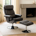 Denton Grey Leather Reclining Chair With Footstool