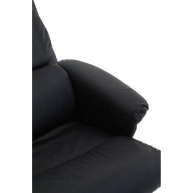 Denton Black Leather Reclining Chair With Footstool