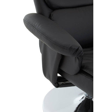 Denton Black Leather Reclining Chair With Footstool