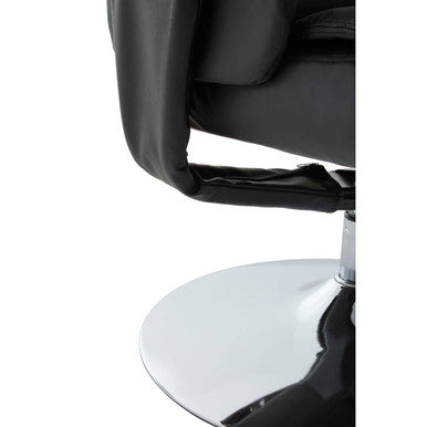 Denton Black Leather Reclining Chair With Footstool