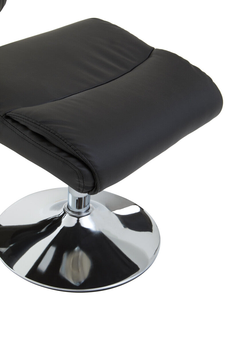Denton Black Leather Reclining Chair With Footstool