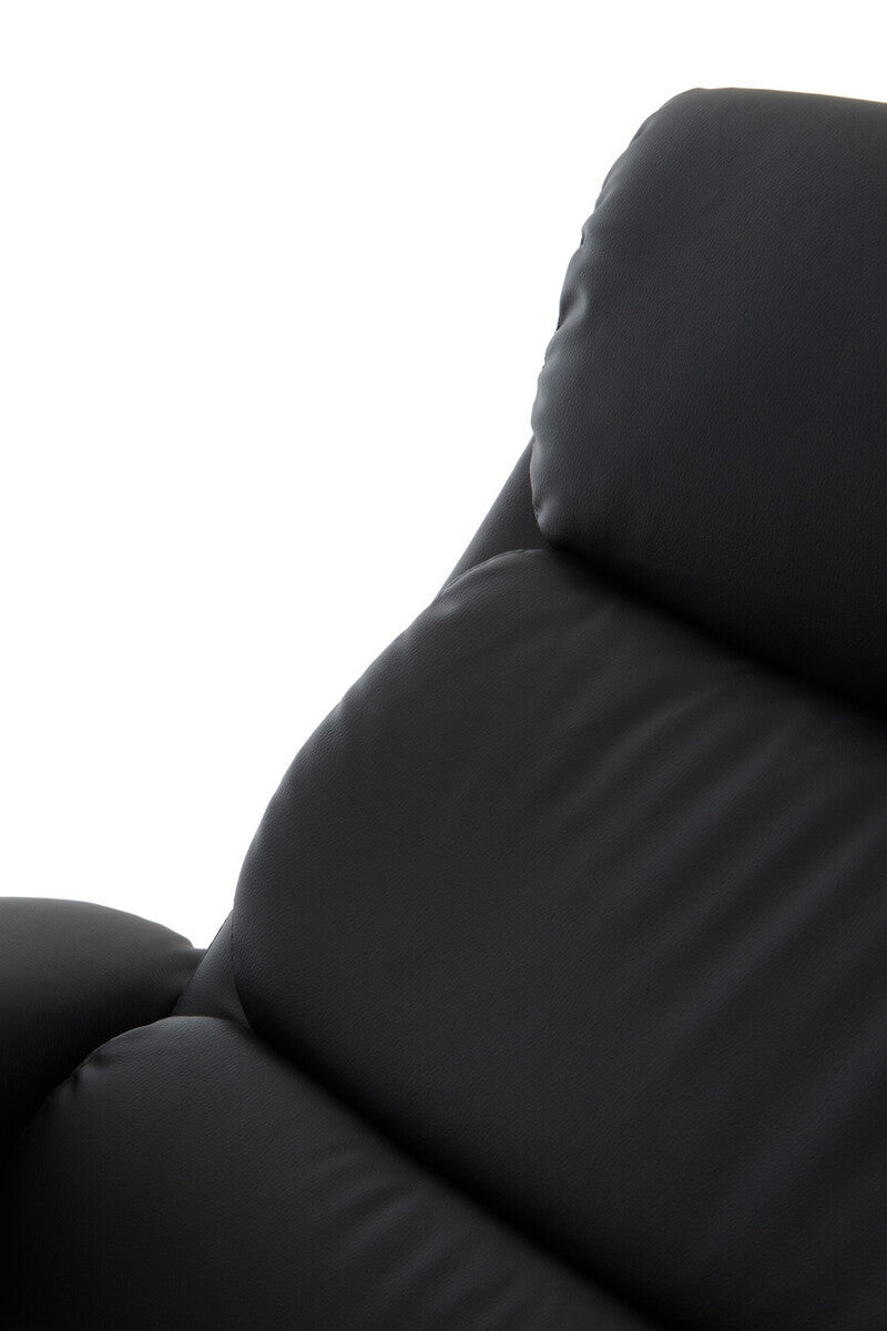 Denton Black Leather Reclining Chair With Footstool