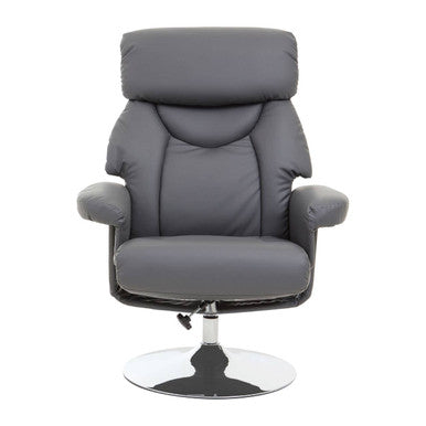 Denton Grey Leather Reclining Chair & Footstool