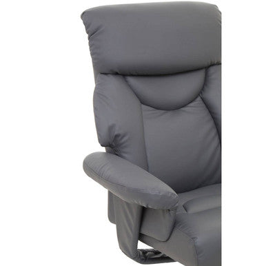 Denton Grey Leather Reclining Chair & Footstool