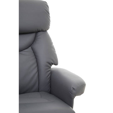 Denton Grey Leather Reclining Chair & Footstool