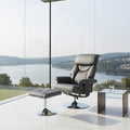 Denton Grey Leather Reclining Chair & Footstool