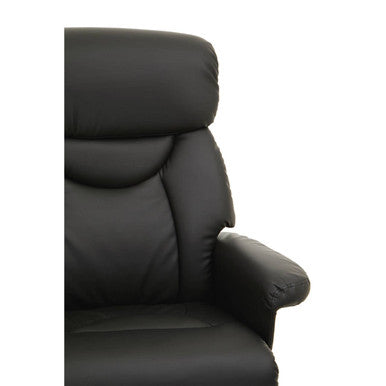 Denton Black Leather Reclining Chair & Footstool
