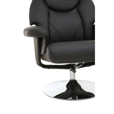 Denton Black Leather Reclining Chair & Footstool