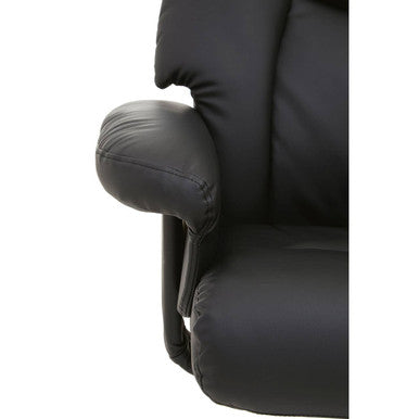 Denton Black Leather Reclining Chair & Footstool