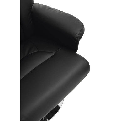 Denton Black Leather Reclining Chair & Footstool