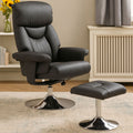 Denton Black Leather Reclining Chair & Footstool