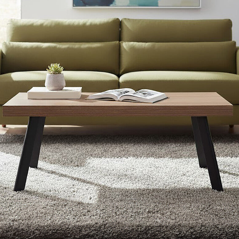 Natural Wood Top Coffee Table With Black Metal Splayed Legs, Oakwill