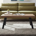 Natural Wood Top Coffee Table With Black Metal Splayed Legs, Oakwill