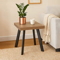 Natural Wood Top Side Table With Black Metal Splayed Legs, Oakwill