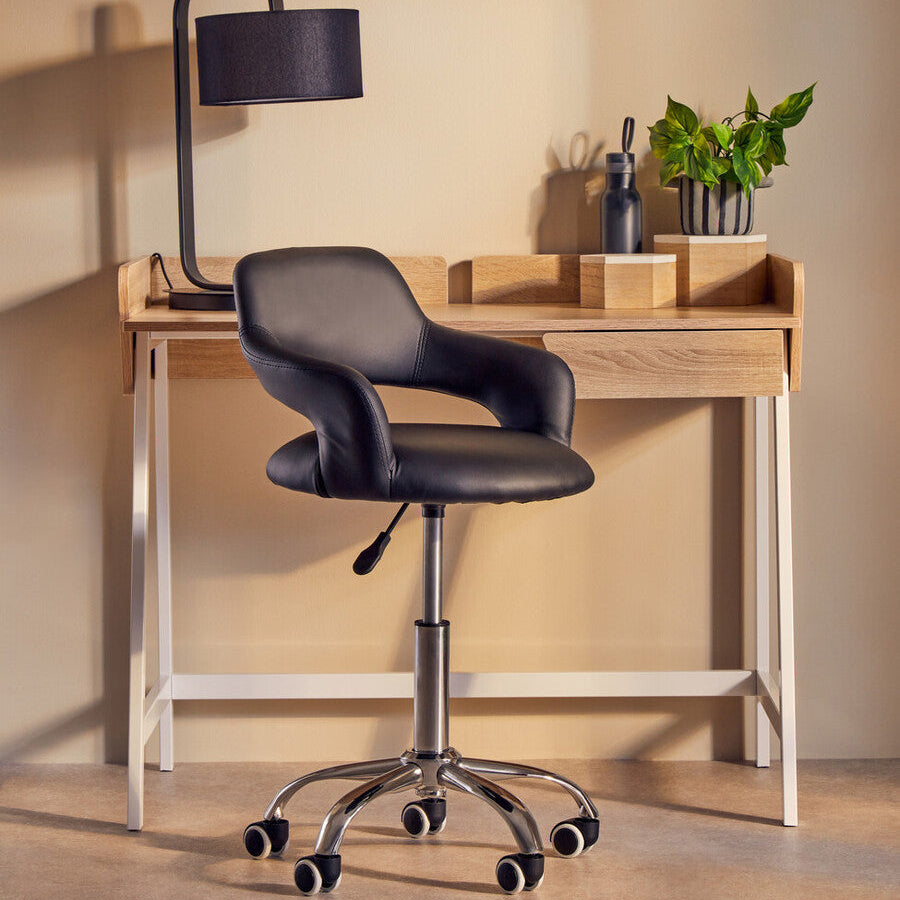 Fionna Black Home Office Chair With Curved Back