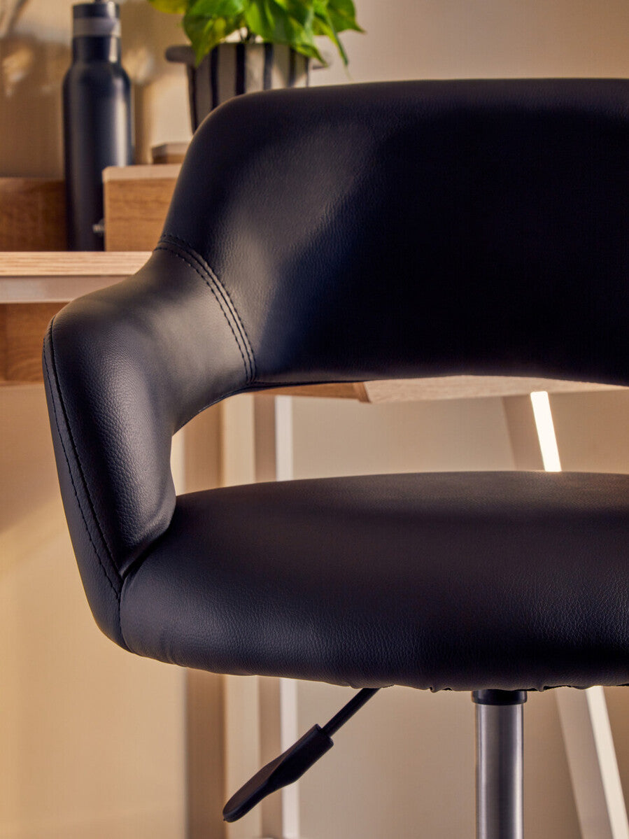 Fionna Black Home Office Chair With Curved Back