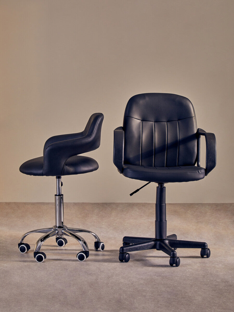 Fionna Black Home Office Chair With Curved Back