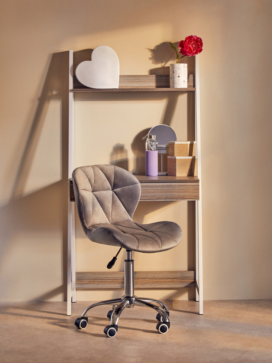Franki Grey Velvet Quilted Home Office Chair