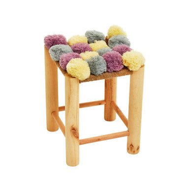 West Village Grey Beige & Pink Pom Stool