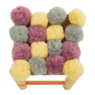West Village Grey Beige & Pink Pom Stool