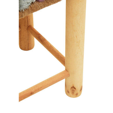 West Village Grey Beige & Pink Pom Stool