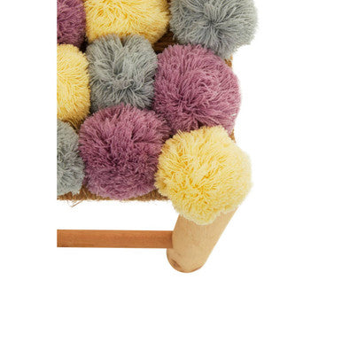 West Village Grey Beige & Pink Pom Stool