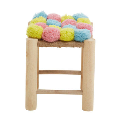 West Village Pink Blue & Yellow Pom Stool