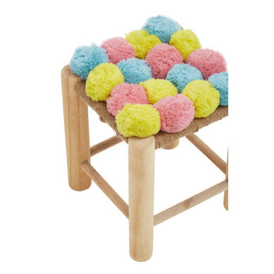 West Village Pink Blue & Yellow Pom Stool