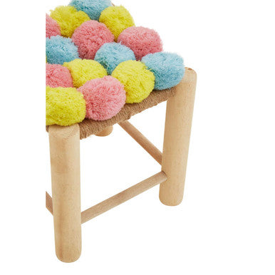 West Village Pink Blue & Yellow Pom Stool
