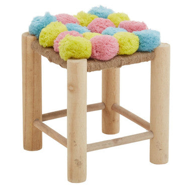 West Village Pink Blue & Yellow Pom Stool
