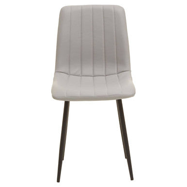 Tiana Set Of 4 Light Grey Leather Dining Chairs