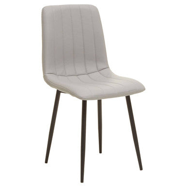 Tiana Set Of 4 Light Grey Leather Dining Chairs