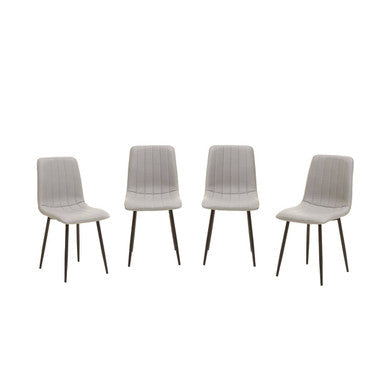 Tiana Set Of 4 Light Grey Leather Dining Chairs