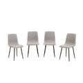 Tiana Set Of 4 Light Grey Leather Dining Chairs