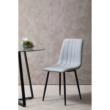 Tiana Set Of 4 Light Grey Leather Dining Chairs