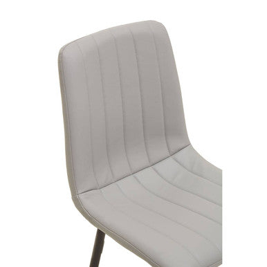 Tiana Set Of 4 Light Grey Leather Dining Chairs