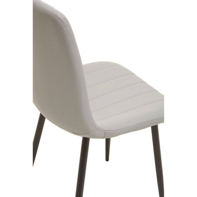 Tiana Set Of 4 Light Grey Leather Dining Chairs